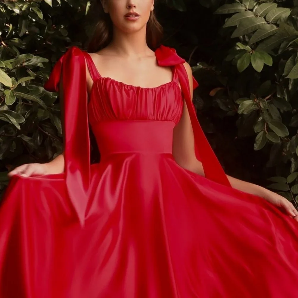 NEW RED SUMMER PARTY PROM WEDDING LONG SOFT SATIN A-LINE cd7490